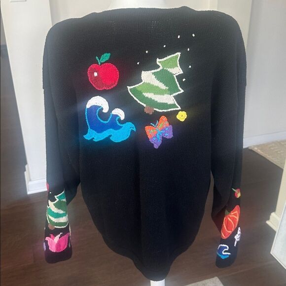 Design Options by Philip & Jane Gordon Novelty Cardigan Sweater L - Picture 6 of 9